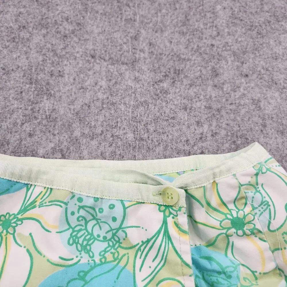 VTG Lilly Pulitzer Skirt Girls 5 Reversible Floral Tropical Wrap Green Blue Aqua